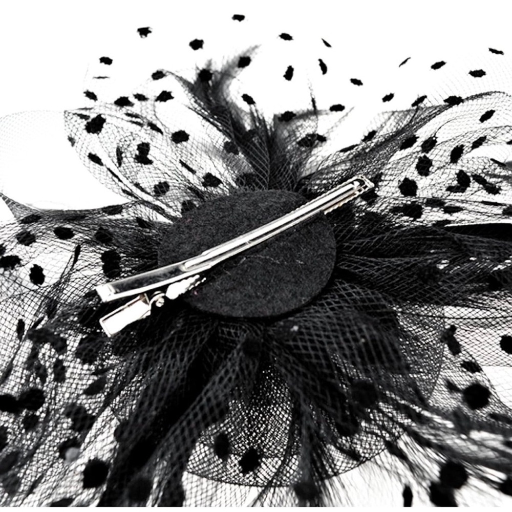 Black Feathered Fascinator Headpiece - Elegant Women’s Hair Accessory - Picture 3 of 5